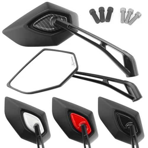 Area1 Universal Motorrad Rückspiegel Set e-geprüft mit Adaptern - Hochwertiges Set mit 2 e-geprüften Rückspiegeln für Motorräder und Motorroller. Robuste Metallarme und modernes Design bieten optimale Sicht und einfache Montage durch enthaltene Adapter.
