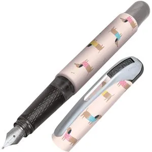 Online Füller College II Dackel, Feder M, für Rechtshänder, Kunststoff, Motiv rosa