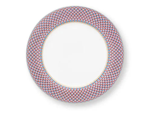 PiP Studio Speiseteller Flower Fest. Scallop Teller LightBlue/red 26,5cm, Plate Flower Festival Scallop Red-Light Blue 26.5cm