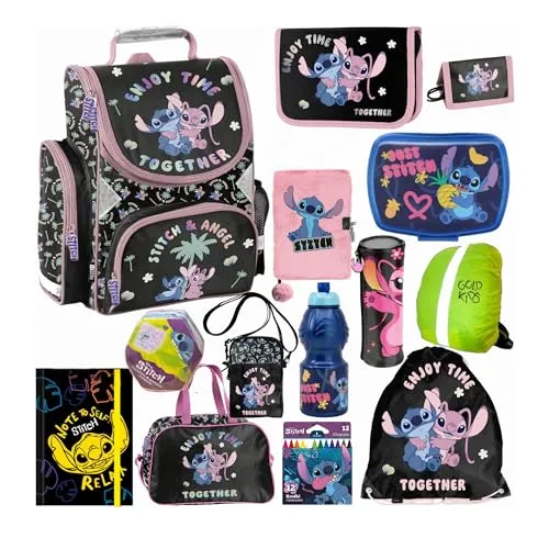 Goldkids Schulranzen Set für Kinder - 15-teilig mit Federmäppchen, Schuhbeutel, Trinkflasche und Brotdose - Goldkids - 15-teiliges Schulranzen Set für Jungen und Mädchen. Ergonomisch, wasserabweisend und leicht. Ideal für Schule und Freizeit mit praktischen Features und sicherem Material.