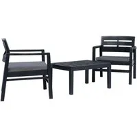 vidaXL 3-tlg. Garten-Essgruppe Anthrazit Kunststoff - Grau - Stylische Garten-Essgruppe für entspannte Mahlzeiten im Freien. Robuster, witterungsbeständiger Kunststoff sorgt für Langlebigkeit. Inkl. 2 bequemer Sitzkissen für zusätzlichen Komfort. Ideal für jeden Außenbereich!