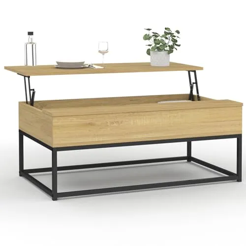 IDMarket - Couchtisch, aufklappbar, rechteckig, Detroit Industriedesign