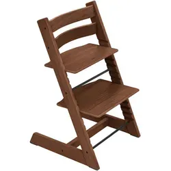 Stokke Hochstuhl Dunkelbraun aus Holz - Hochstuhl aus Eiche mit verstellbarer Fuß- und Sitzfläche, ideal für wachsende Kinder und stilvolle Babymöbel.