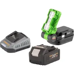 Procraft LL20bb Akku LED Strahler 20 V mit Akku und Ladegerät - Leistungsstarker Akku LED Strahler mit 500 lm, ideal für flexible Beleuchtung. Inklusive 4,0 Ah Akku und Ladegerät für sofortigen Einsatz.