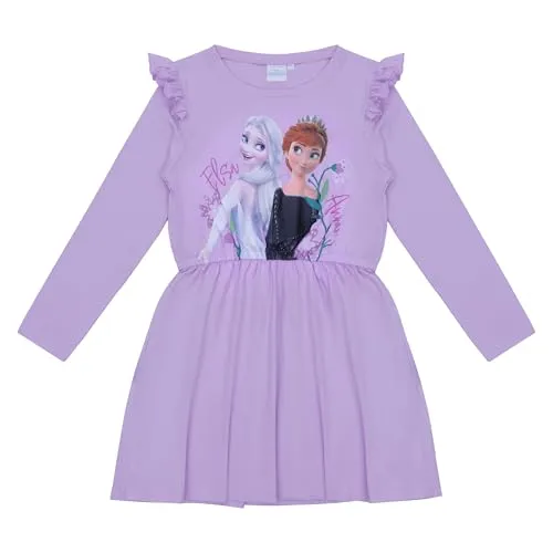 Disney Eiskönigin Mädchen Kleid, Anna und ELSA, Baumwolle, Prinzessinnen Kleid, Offizieller Frozen-Merchandise Artikel (DE/NL/SE/PL, Numerisch, 110, Regular, Flieder)