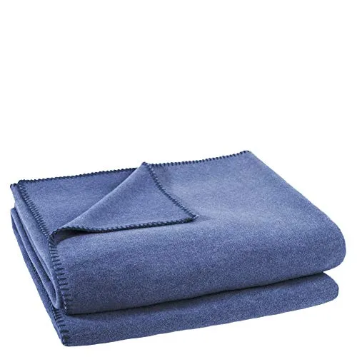 Soft-Fleece-Decke – Polarfleece-Decke mit Häkelstich – flauschige Kuscheldecke – 220x240 cm – 540 indigo - von ’zoeppritz since 1828’