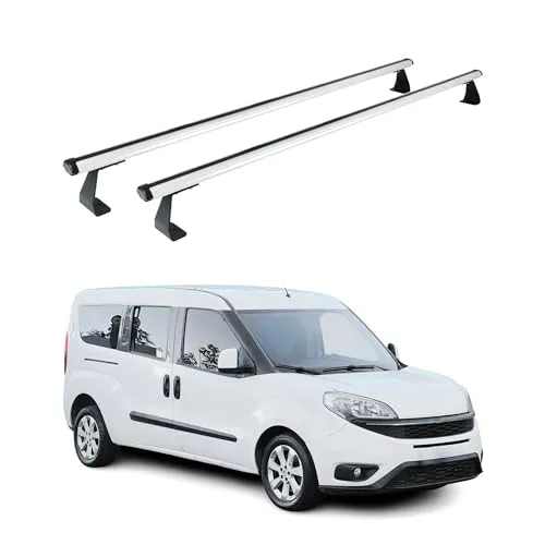 OMAC Dachträger Relingträger für Fiat Doblo 2010-2021 - Dachgepäckträger aus hochwertigem, leichtem Aluminium, wind- und wasserbeständig, ideal für Fahrrad- und Skiträger. Perfekt für Abenteuer und einfache Installation.