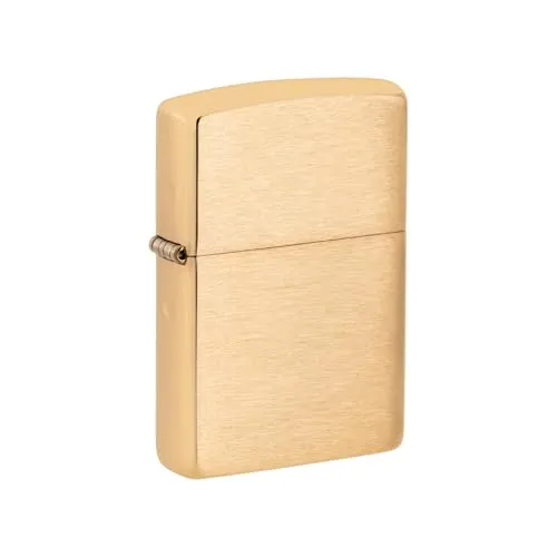 Zippo Feuerzeug Brass Brushed - Sturmfeuerzeug aus USA, mit edler gebürsteter Messing-Oberfläche, ideal für Sammler und den täglichen Gebrauch.
