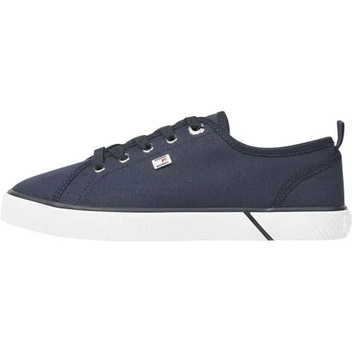 Tommy Hilfiger Space Blue Vulc Sneaker Damen - 39 EU - Stylische Damen Sneaker in Space Blue, ideal für Alltag und Beruf. Komfortable Textil-Oberfläche und Gummisohle bieten besten Tragekomfort.