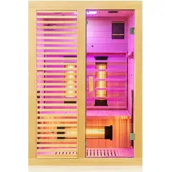 Dewello® Infrarotkabine HAMLIN 130cm x 105cm - Wärmekabinen für 2 Personen, inkl. 5 Vollspektrumstrahler und einfache Montage durch Klick-System für sofortigen Genuss.