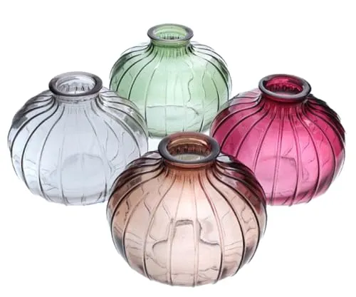 Glasvase Glasflasche bunt (4er Set) 7x11 cm - Vase, Tischdekoration, Glasvasen, Landhausdeko, Gastronomie, Hochzeit Deko