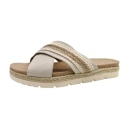 Tom Tailor Espadrilles Pantoletten Damen - Beige - 39 EU - Halbschuhe mit trendiger Bastoptik und gepolsterter Innensohle für optimalen Tragekomfort. Ideal für entspannte Stadtbummel oder Strandtage – setzen Sie modische Akzente!