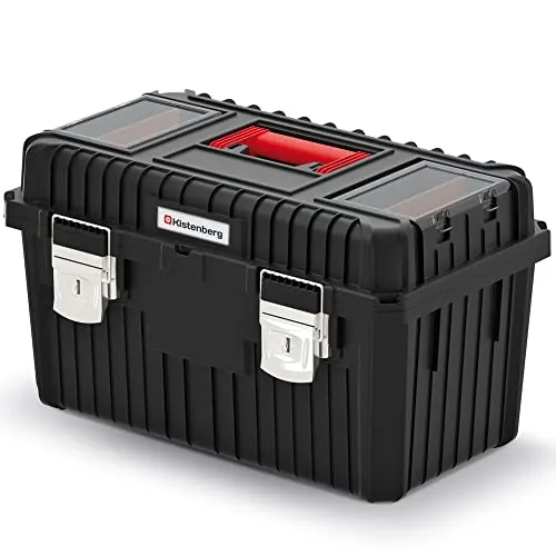 Kistenberg Werkzeugkiste Heavy 60 KHVA603535BSM - Robuste Werkzeugkiste aus verstärkter Polymermischung mit zwei transparenten Organizern im Deckel. Staubdicht, feuchtigkeitsbeständig und ideal für die sichere Aufbewahrung Ihrer Werkzeuge.