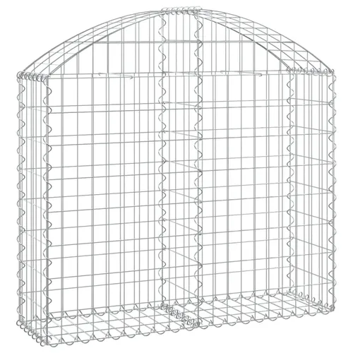 vidaXL Gabione mit Hochbogen 100x30x80/100 cm - Dekorative Gabione aus verzinktem Eisen, ideal als schalldämmende Gartenbarriere. Stabil und langlebig, einfach mit Steinen zu befüllen für einen attraktiven Außenbereich.