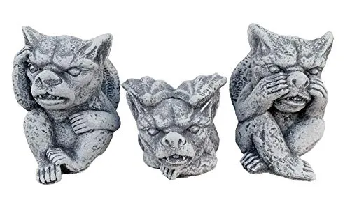Steinfigur 3er Set kleine Gargoyles frostfest wetterfest Steinguss