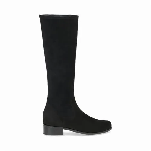 Peter Kaiser Damen Stiefel schwarz - Eleganter Schlupf-Langschaftstiefel aus hochwertigem Rauhleder mit flexiblem Stretchschaft und komfortablem 3,7 cm Blockabsatz - ideal für stilvolle Auftritte.