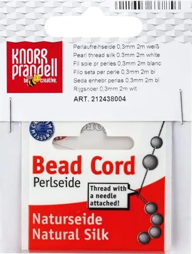 KnorrPrandell 2438004 Perlaufreihseide, aus reiner Seide, 0.3 mm x 2 m, weiÃŸ, Weiß