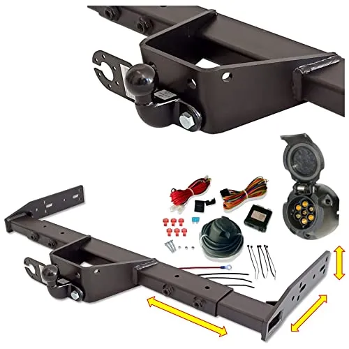 Universal Variable Anhängerkupplung - starr und abnehmbar AHK - für Wohnmobil, Reisemobil, Abschleppwagen, Kofferaufbau, LBW (mit Anschraubplatte (2-Loch), Elektrosatz 7 polig mit Steuergerät)