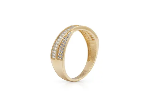 Suzan Gold Goldring 375er Gold Shelly Ring für Damen – Baguette Steine mit Zirkonia, Gelbgold 375, Zirkonia-Steine