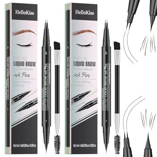 Stück Microblading Augenbrauenstift, 2-in-1 Doppelkopf Eyebrow Pencil für natürliche Härchenzeichnung, wasserfest mit langanhaltender Farbe, inklusive Augenbrauenbürste, Dunkelbraun, Schwarzbraun 2
