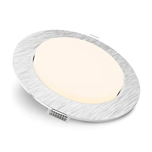 SSC-LUXon RX-3 LED Einbaustrahler rund Alu gebürstet - mit GX53 LED 5W warmweiß 230V - extra flacher Einbau Deckenspot