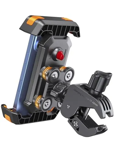 kzomKzoo Universal Motorrad Handyhalter【Doppelt Vibrationsgedämpft】 Handyhalterung Fahrrad, 360° Drehbar Lenker für iPhone 17 16 15 Pro/Samsung S24 Ultra (4,7-7,2'' Smartphone)