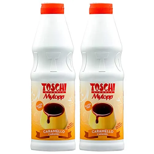 Food-United Dessert-Soße-KARAMELL Topping-Eis-Sauce von TOSCHI 2x 1KG hochwertige Creme in Gastronomie-Qualität zum Garnieren von Sorbet Eis Kuchen Torte Pudding Kaltschalen