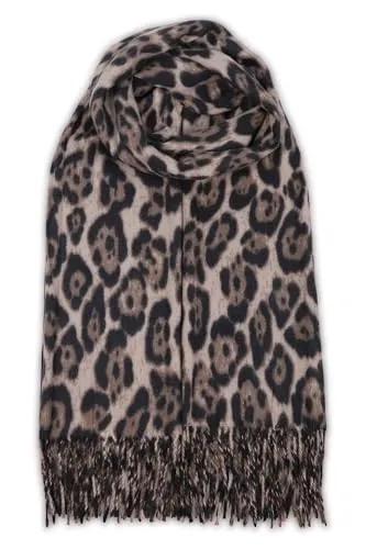 malito - Damen Modeschal - weicher Schal aus Viskose-Baumwoll Gemisch - langer Winterschal Stola Unifarben S600 - (Leo Beige)