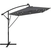 Ml-design Ampelschirm Ø330 cm mit LED Solar - Anthrazit - Hochwertiger Ampelschirm mit LED-Beleuchtung für Terrasse und Garten. Flexibel verstellbar, wasserabweisend und mit UV-Schutz UPF 50+. Ideal für stimmungsvolle Abende im Freien.