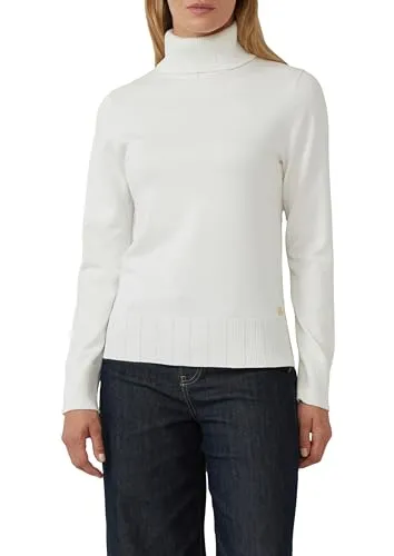 s.Oliver BLACK LABEL Slim Fit Pullover in Offwhite, Größe 46 - Strickpullover für Damen, angenehm zu tragen und figurbetonend, ideal für vielseitige Kombinationen und mit wärmendem Rollkragen.