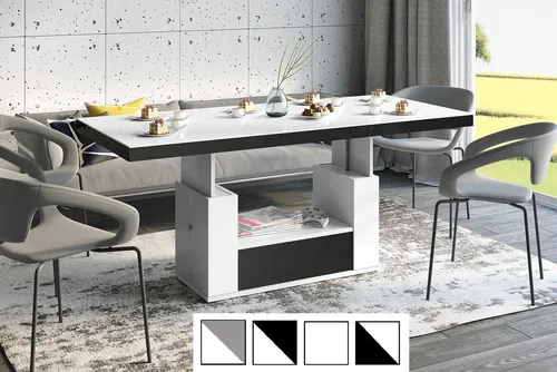 HM-111 Ausziehbarer Couchtisch Weiß Hochglanz von Design Impex