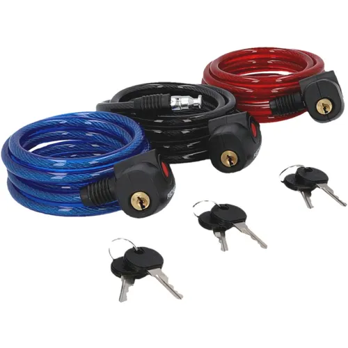 SET 3x Fischer Spiralschloss 180cm Schlüssel Kabelschloss Fahrradschloss E-Bike