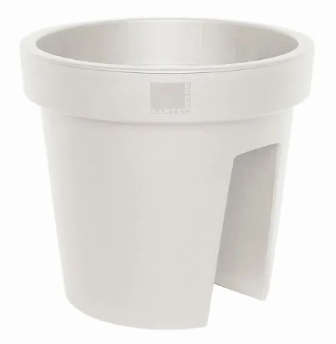 E&K Geländer Pflanztopf Geländertopf Blumentopf Balkontopf aus Kunststoff Ecken und Kanten, Farbe:cremeweiß