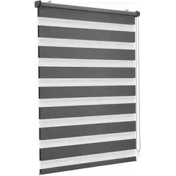 Sekey Doppelrollo Klemmfix ohne Bohren für Fenster, Duo Rollo Jalousie Sonnenschutz, 40x130cm, Dunkelgrau