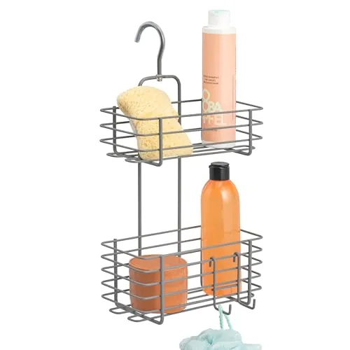bremermann Duschregal mit 2 Körben - Platzsparende Duschablage - Duschkörbe & Duschablagen, optimiert den Platz in der Duschkabine mit zwei Körben und abnehmbarem Haken, einfache Montage ohne Bohren, ideal für mehr Stauraum und Übersicht.