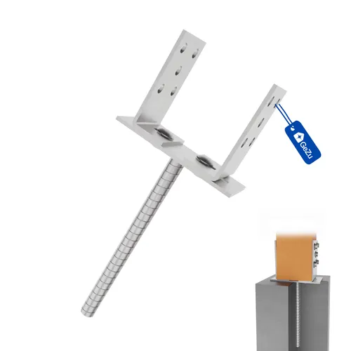 GeZu Impex Verstellbare U Pfostenträger mit Dolle 200 mm Verzinkt Breitenverstel