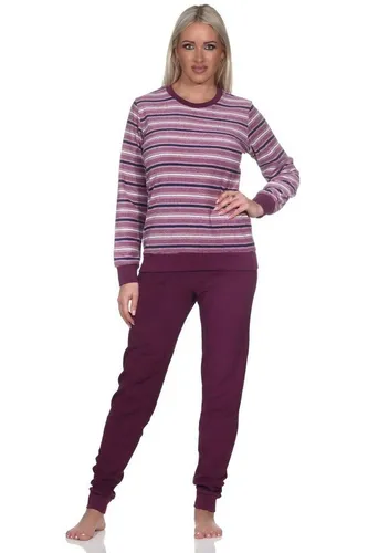 Normann Pyjama Wunderschöner Damen Frottee Schlafanzug langarm Pyjama mit Bündchen