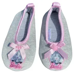 Barbie BARBIE Hausschuhe grau rosa Mädchenschuhe Slipper Pantoffeln Kinderschuhe für Kita Schule weich + warm Ballett Stil Gr.21 22 23 24 25 26 Hausschuh 25-26 EU