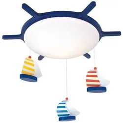 Xxxl Kinderdeckenleuchte Segelboote - Kinderlampen, farbenfrohe Deckenleuchte mit Segelboot-Motiv für ein maritimes Ambiente im Babyzimmer, Maße: 53x10x53 cm.