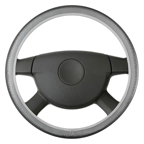 Produktbild WALSER Auto Lenkradbezug Soft Grip, Auto Lenkrad Schutzhülle, Lenkradhülle Auto Hollow, Lenkradschutz Auto, Lenkradbezug Winter/Lenkrad Bezug Sommer, Anti Rutsch Lenkradbezug Sport schwarz/grau