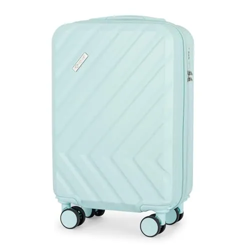 Solier Hartschalen Reisegepäck Koffer Reisekoffer – Koffer mit 4 Rollen - Rollkoffer mit Zahlenschloss - Hardcase Flugkoffer Reisetrolley (Minze, Bordkoffer S 26L)