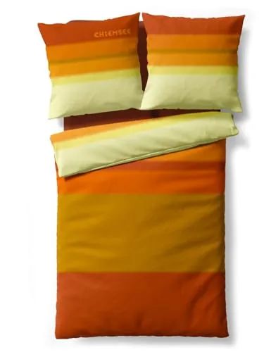Chiemsee Mako-Satin-Bettwäsche-Garnitur Sunset in Rost, 135x200 cm - Bettwäsche-Set aus hochwertigem Mako-Satin, mit praktischem Reißverschluss für einfaches Beziehen und Pflegeleicht.