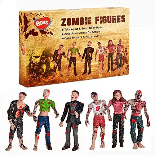 BOHS Zombie-Figuren, Action-Puppen, Spielzeug – Gelenk, Miniatur-Modell – 4 Zoll – 6 Stück (XB-ZF716, Zombie)