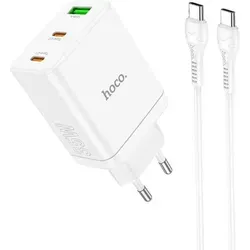 HOCO Netz-Ladegerät 2 x Typ C + USB A + Typ C auf Typ C Kabel PD QC3.0 3A 35W N33 weiß