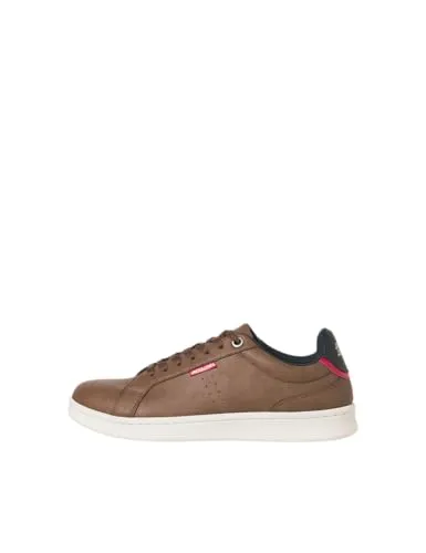 Jack & Jones JFWHASTINGS PU Sneaker in Braun mit herausnehmbarer Einlegesohle - Größe 44 EU - Stylische Sneaker in Größe 44, ideal für den Alltag. Die herausnehmbare Einlegesohle sorgt für individuellen Komfort und die Kombination aus Polyurethan und Baumwolle garantiert eine angenehme Passform.