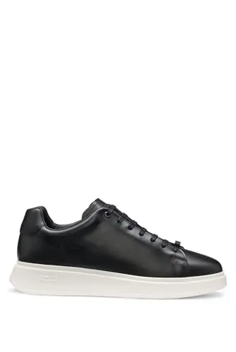 BOSS 50497887 Bulton Leder Sneakers schwarz (45) - Hochwertige BOSS Sneaker aus poliertem Leder, mit bequemem Schnürverschluss und Gummisohle, ideal für lässige Outfits.
