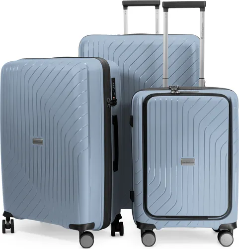 HAUPTSTADTKOFFER TXL 3er Kofferset leichte robuste Reise-Trolleys Laptop-Fach Koffer auf Rollen Gepäck-Set Reisekoffer lightweight Travel Bags,,Iceblue