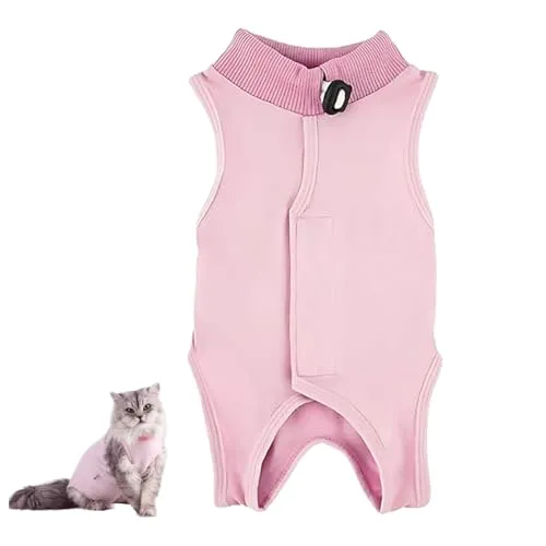 Katzenbody nach OP Kastration Katze,Hundebody nach OP Hündin,Hundebody nach Kastration Rüde,Medical Pet Shirt Katze,Katzenbekleidung (Rosa)