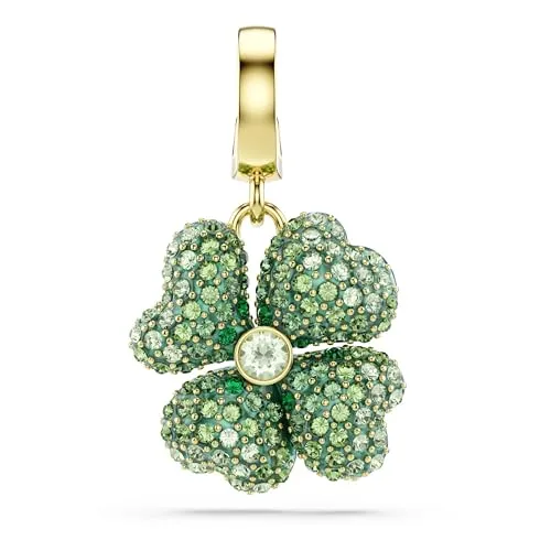 Swarovski Idyllia Charm - Glücksklee mit Goldlegierung - Setzen Sie Akzente mit dem eleganten Swarovski Charm! Kompatibel mit verschiedenen Schmuckstücken, besticht er durch funkelnde Kristalle in Grün und ein innovatives Design. Ideal für stilvolle Kombinationen.