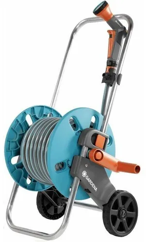 GARDENA AquaRoll S Schlauchwagen Set - Schlauchwagen mit Schlauch und Systemteilen, ideal für eine einfache und effiziente Bewässerung im Garten.